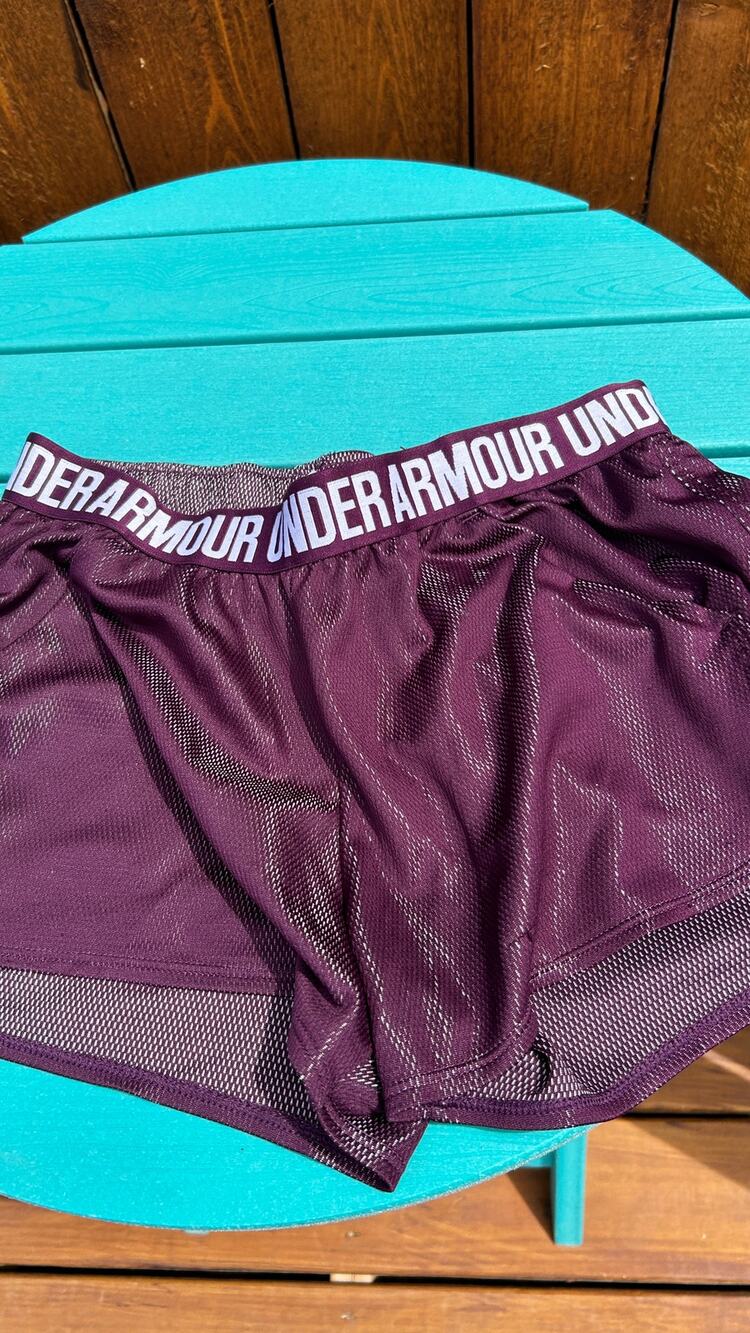 Under Armour Women's Tech Play Up Shorts - Maroon/Dark Purple - Size M
